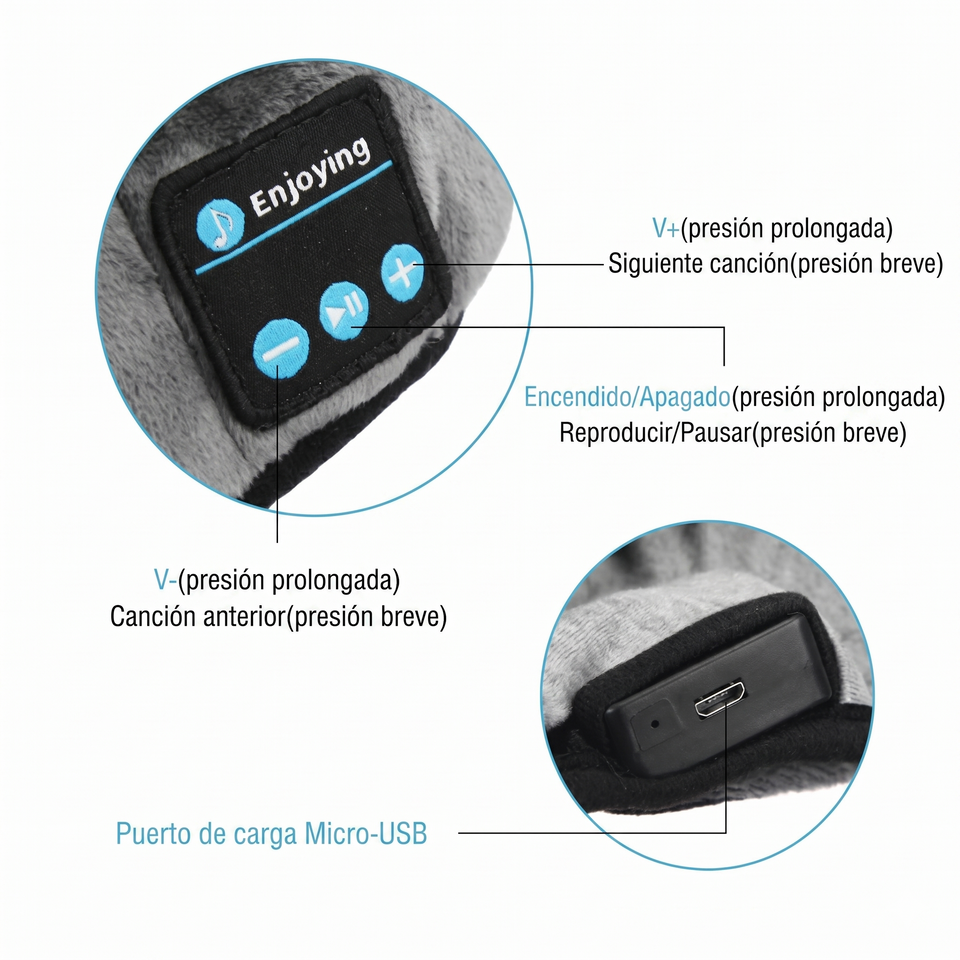 Máscara de Dormir Inteligente con Auriculares Bluetooth