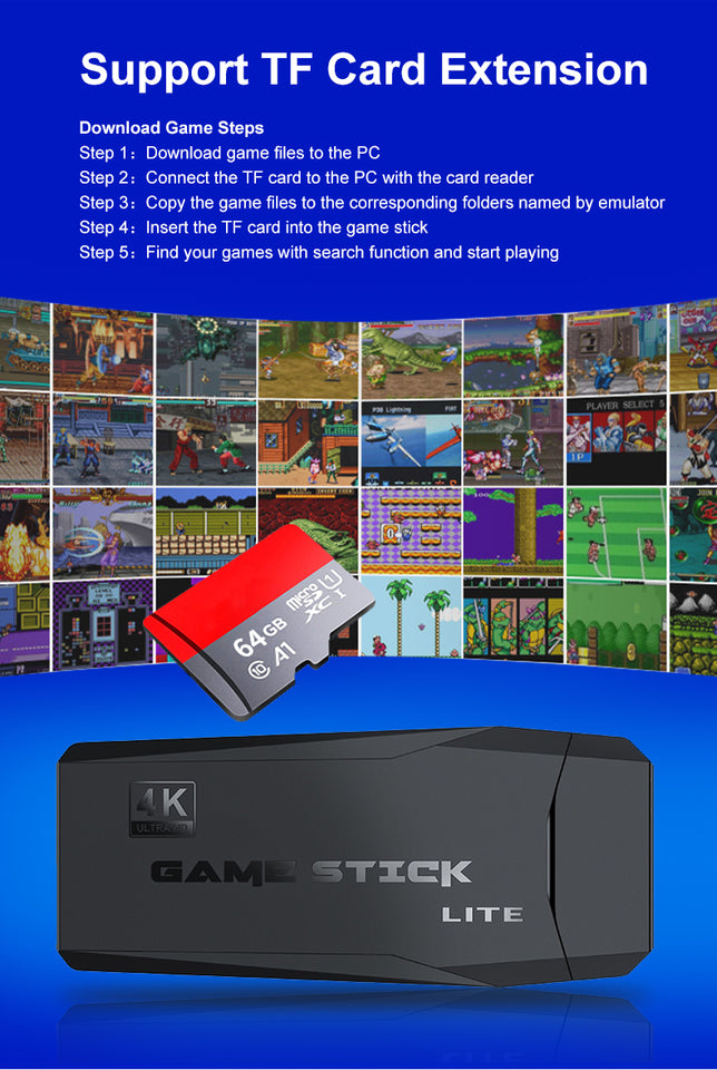 Consola de juegos inalámbrica retro Stick de 64 GB