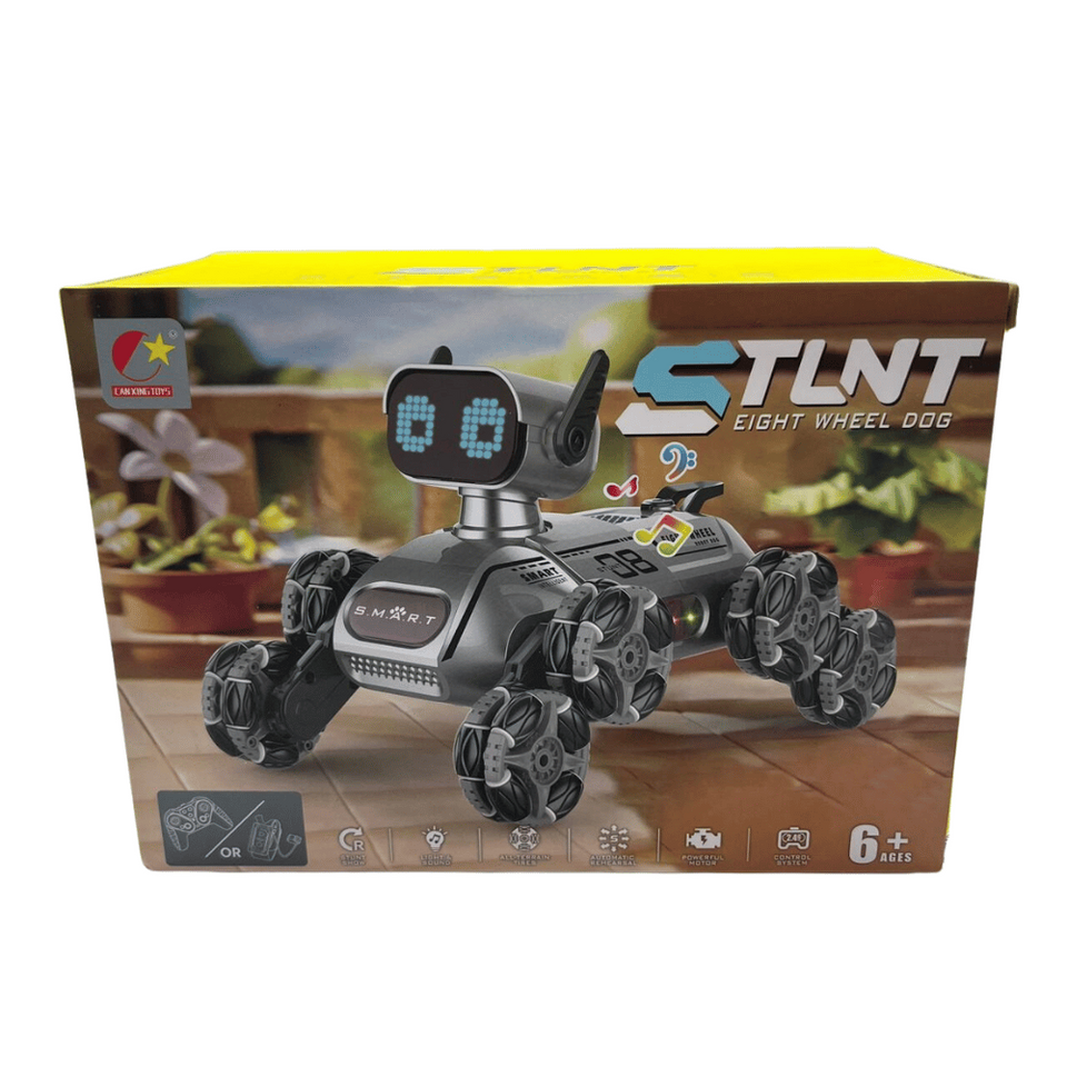 Perro inteligente STLNT de 8 ruedas: juguete robótico interactivo y tecnológico